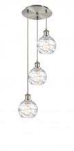  113B-3P-SN-G1213-6 - Athens Deco Swirl - 3 Light - 12 inch - Brushed Satin Nickel - Cord hung - Multi Pendant