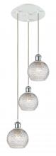  113B-3P-WPC-G122C-6CL - Athens - 3 Light - 12 inch - White Polished Chrome - Cord Hung - Multi Pendant