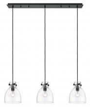 Innovations Lighting 123-410-1PS-BK-G412-8CL - Newton Bell - 3 Light - 40 inch - Matte Black - Linear Pendant