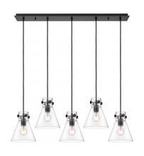 Innovations Lighting 125-410-1PS-BK-G411-8CL - Newton Cone - 5 Light - 40 inch - Matte Black - Linear Pendant