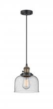 Innovations Lighting 201CSW-BAB-G74 - Bell - 1 Light - 8 inch - Black Antique Brass - Cord hung - Mini Pendant