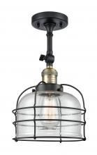 Innovations Lighting 201F-BAB-G74-CE - Bell Cage - 1 Light - 9 inch - Black Antique Brass - Semi-Flush Mount
