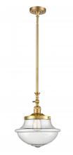  206-SG-G544 - Oxford - 1 Light - 12 inch - Satin Gold - Stem Hung - Mini Pendant