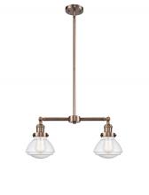 Innovations Lighting 209-AC-G324 - Olean - 2 Light - 22 inch - Antique Copper - Stem Hung - Island Light