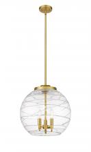  221-3S-SG-G1213-16 - Athens Deco Swirl - 3 Light - 16 inch - Satin Gold - Cord hung - Pendant