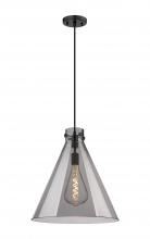  410-1PL-BK-G411-18SM - Newton Cone - 1 Light - 18 inch - Matte Black - Cord hung - Pendant