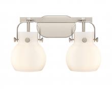 Innovations Lighting 423-2W-SN-G410-6WH - Pilaster II Sphere - 2 Light - 17 inch - Satin Nickel - Bath Vanity Light