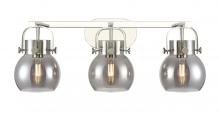 Innovations Lighting 423-3W-PN-G410-6SM - Pilaster II Sphere - 3 Light - 27 inch - Polished Nickel - Bath Vanity Light