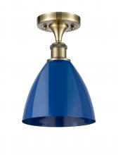 Innovations Lighting 516-1C-AB-MBD-75-BL - Plymouth - 1 Light - 8 inch - Antique Brass - Semi-Flush Mount