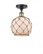 Innovations Lighting 516-1C-BAB-G121-8RB - Farmhouse Rope - 1 Light - 8 inch - Black Antique Brass - Semi-Flush Mount