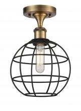 Innovations Lighting 516-1C-BB-CE-8-BK - Lake Placid - 1 Light - 8 inch - Brushed Brass - Semi-Flush Mount