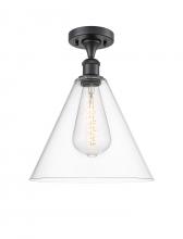 Innovations Lighting 516-1C-BK-GBC-122 - Berkshire - 1 Light - 12 inch - Matte Black - Semi-Flush Mount