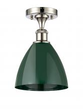 Innovations Lighting 516-1C-PN-MBD-75-GR-LED - Plymouth - 1 Light - 8 inch - Polished Nickel - Semi-Flush Mount