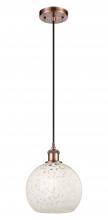 Innovations Lighting 516-1P-AC-G1216-8WM - White Mouchette - 1 Light - 8 inch - Antique Copper - Cord Hung - Mini Pendant