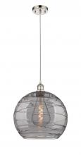  516-1P-PN-G1213-14SM - Athens Deco Swirl - 1 Light - 14 inch - Polished Nickel - Cord hung - Pendant