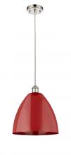 Innovations Lighting 516-1P-PN-MBD-12-RD - Plymouth - 1 Light - 12 inch - Polished Nickel - Cord hung - Mini Pendant