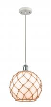  516-1P-WPC-G121-10RB - Farmhouse Rope - 1 Light - 10 inch - White Polished Chrome - Cord hung - Mini Pendant