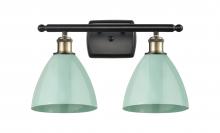 Innovations Lighting 516-2W-BAB-MBD-75-SF - Plymouth - 2 Light - 18 inch - Black Antique Brass - Bath Vanity Light