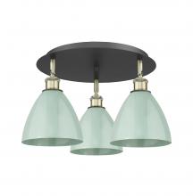 Innovations Lighting 516-3C-BAB-MBD-75-SF - Plymouth - 3 Light - 19 inch - Black Antique Brass - Flush Mount