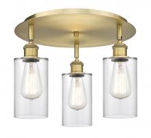  516-3C-BB-G802 - Clymer - 3 Light - 16 inch - Brushed Brass - Flush Mount