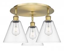 Innovations Lighting 516-3C-BB-GBC-82 - Berkshire - 3 Light - 20 inch - Brushed Brass - Flush Mount