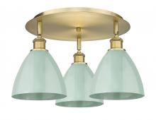 Innovations Lighting 516-3C-BB-MBD-75-SF - Plymouth - 3 Light - 19 inch - Brushed Brass - Flush Mount