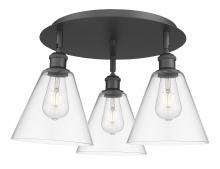  516-3C-BK-GBC-82 - Berkshire - 3 Light - 20 inch - Matte Black - Flush Mount