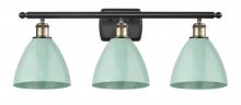  516-3W-BAB-MBD-75-SF - Plymouth - 3 Light - 28 inch - Black Antique Brass - Bath Vanity Light