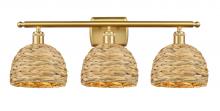 Innovations Lighting 516-3W-SG-RBD-8-NAT - Woven Rattan - 3 Light - 28 inch - Satin Gold - Bath Vanity Light