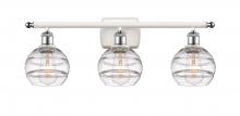  516-3W-WPC-G556-6CL - Rochester - 3 Light - 26 inch - White Polished Chrome - Bath Vanity Light