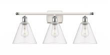 Innovations Lighting 516-3W-WPC-GBC-82 - Berkshire - 3 Light - 28 inch - White Polished Chrome - Bath Vanity Light