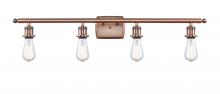  516-4W-AC - Bare Bulb - 4 Light - 36 inch - Antique Copper - Bath Vanity Light