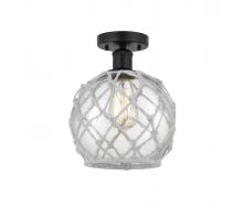  616-1F-BK-G122-8RW - Farmhouse Rope - 1 Light - 8 inch - Matte Black - Semi-Flush Mount