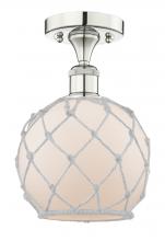 Innovations Lighting 616-1F-PN-G121-8RW - Farmhouse Rope - 1 Light - 8 inch - Polished Nickel - Semi-Flush Mount