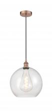 Innovations Lighting 616-1P-AC-G124-12 - Athens - 1 Light - 12 inch - Antique Copper - Cord hung - Mini Pendant