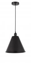 Innovations Lighting 616-1P-BK-MBC-12-BK - Berkshire - 1 Light - 12 inch - Matte Black - Cord hung - Mini Pendant