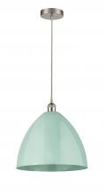 Innovations Lighting 616-1P-SN-MBD-16-SF-LED - Plymouth - 1 Light - 16 inch - Brushed Satin Nickel - Cord hung - Mini Pendant