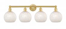  616-4W-SG-G1216-8WM - White Mouchette - 4 Light - 35 inch - Satin Gold - Bath Vanity Light