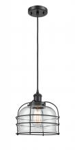 Innovations Lighting 916-1P-BK-G72-CE - Bell Cage - 1 Light - 8 inch - Matte Black - Cord hung - Mini Pendant