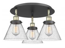  916-3C-BAB-G44 - Cone - 3 Light - 20 inch - Black Antique Brass - Flush Mount