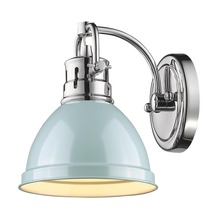 Golden 3602-BA1 CH-SF - Duncan 1 Light Bath Vanity in Chrome with a Seafoam Shade