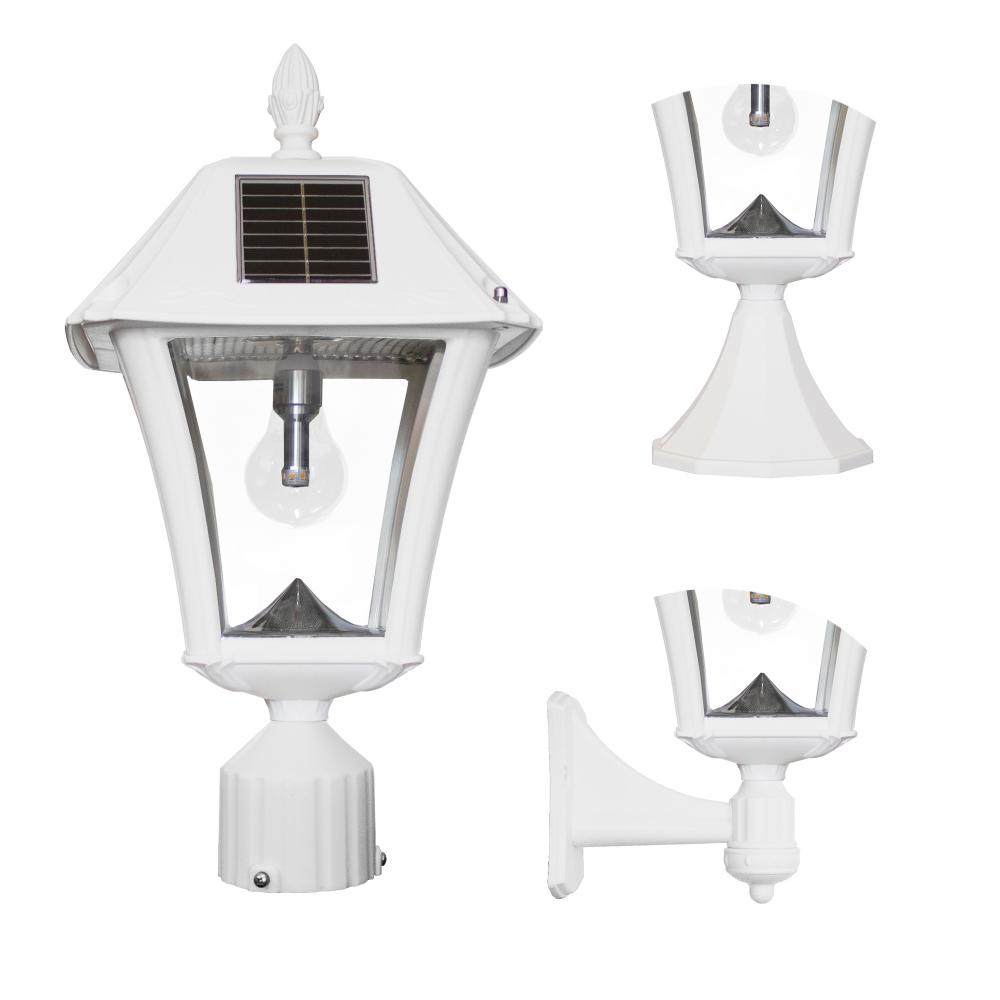 Baytown II Bulb Solar Light with GS Light Bulb- Wall/Pier/3" Fitter Mounts -White