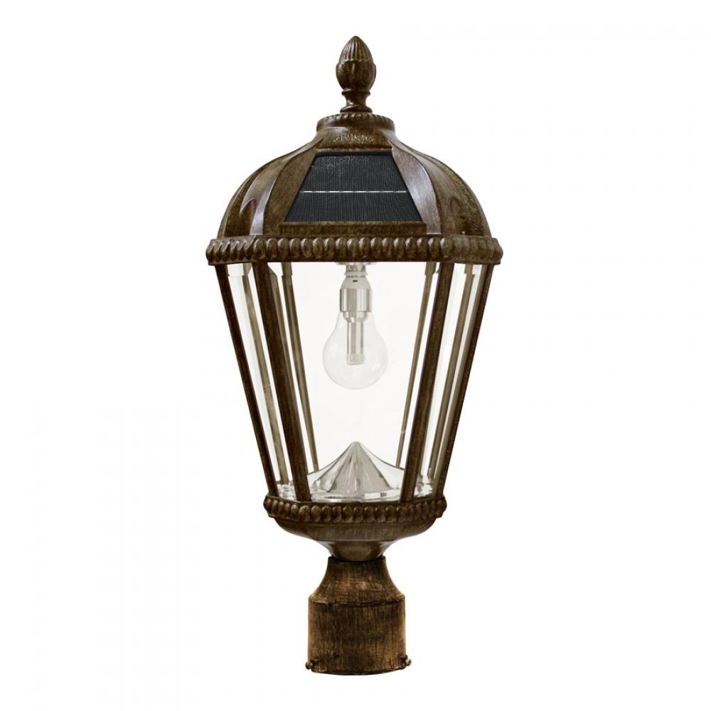 Royal Bulb Solar Lamp with GS Solar LED Light Bulb - 3 Inch Fitter Mount - Weathered Bronze Finish