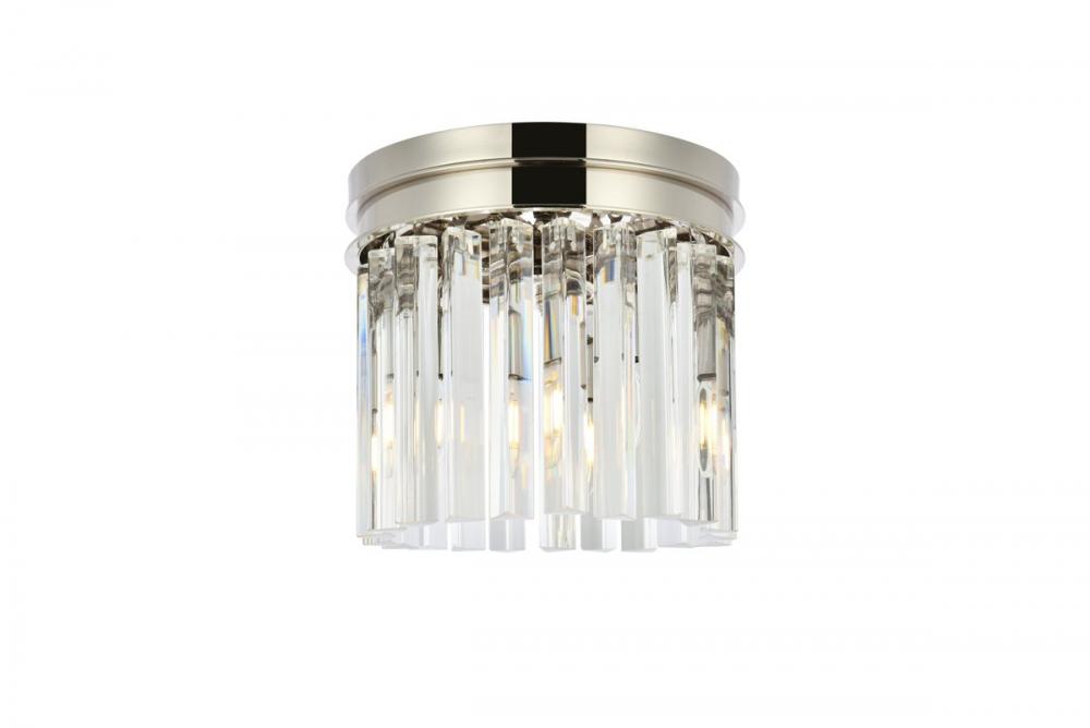 Sydney 3 Light Polished Nickel Flush Mount Clear Royal Cut Crystal