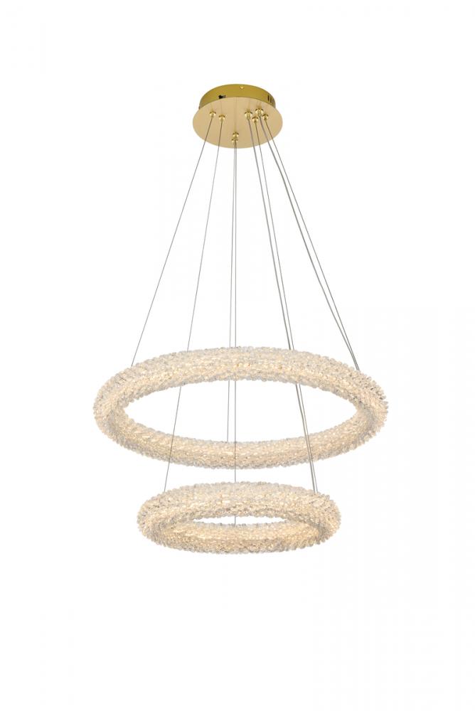 Bowen 24 Inch Adjustable LED Chandelier in Satin Gold