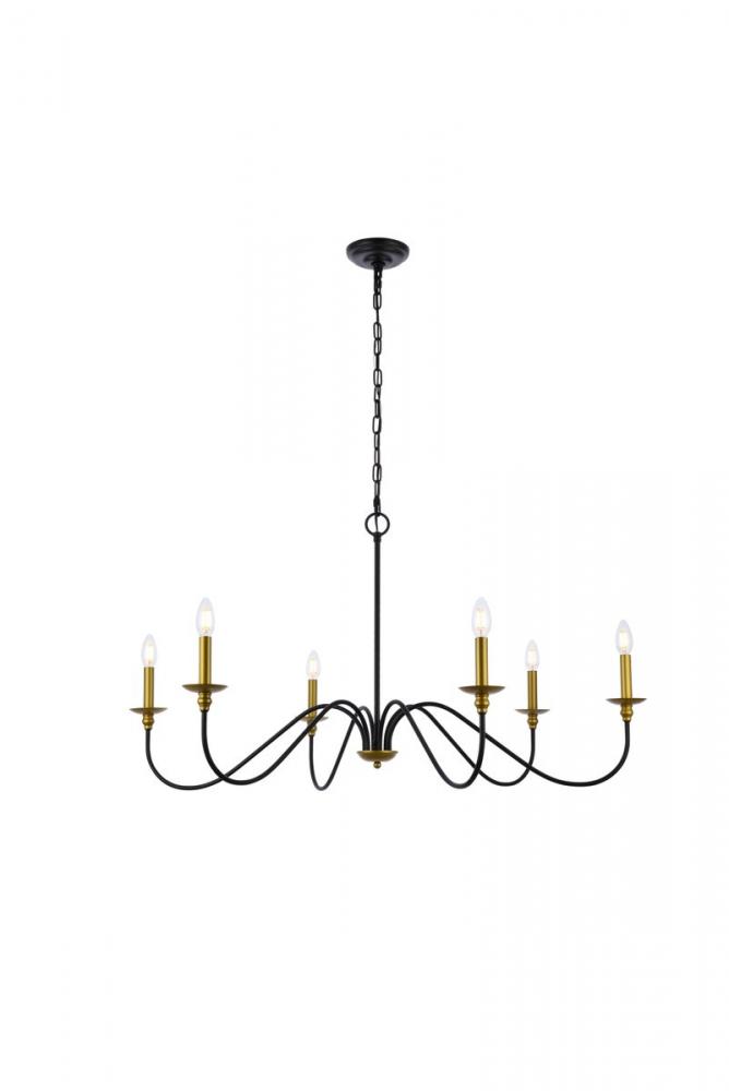 Rohan 42 Inch Chandelier in Matte Black and Brass