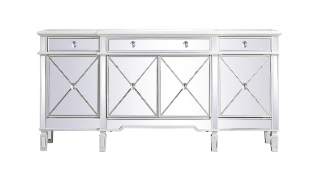 72 Inch Mirrored Credenza in Antique White