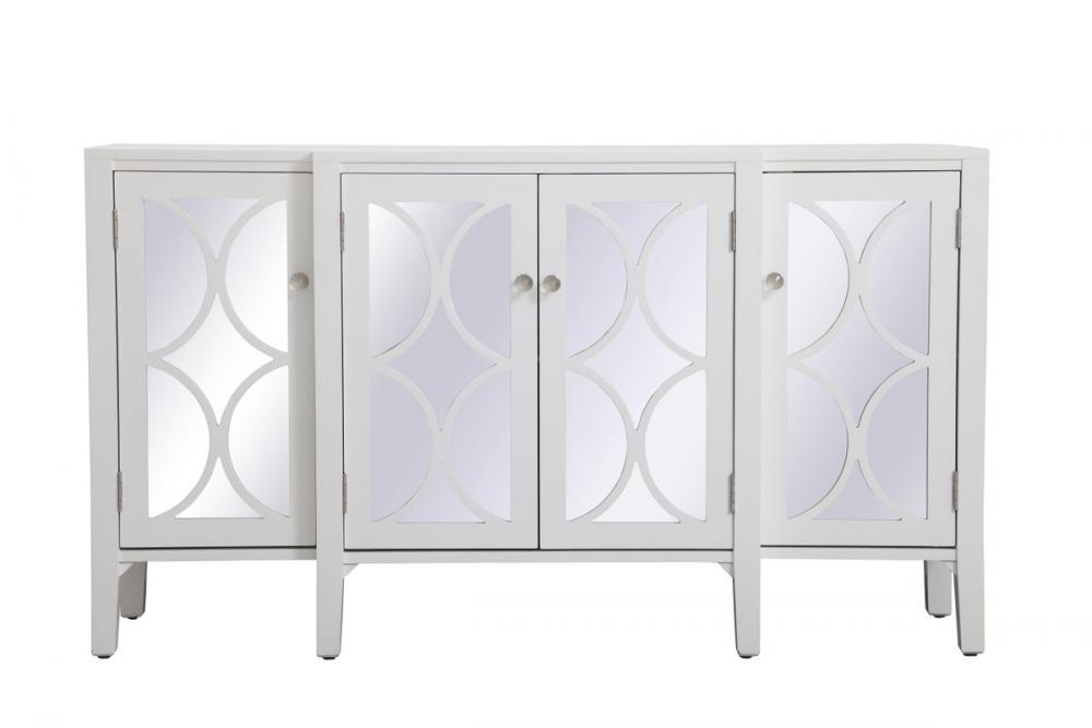 60 Inch Mirrored Credenza in White