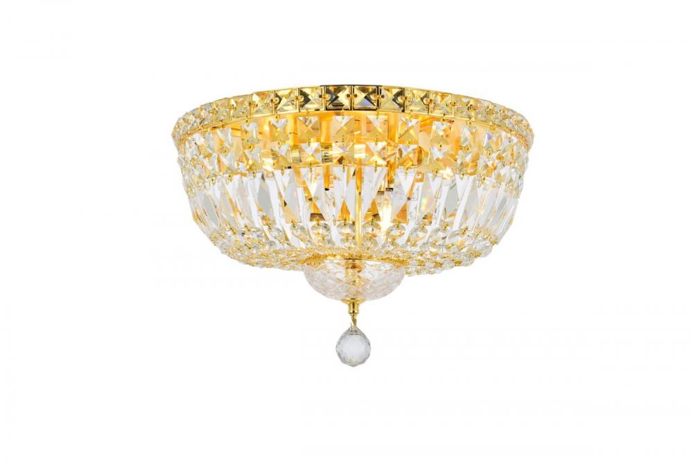 Tranquil 6 Light Gold Flush Mount Clear Royal Cut Crystal