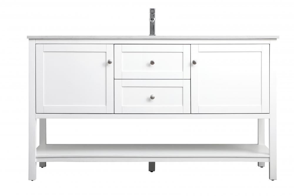 60 Inch Single Bathroom Vanity in White